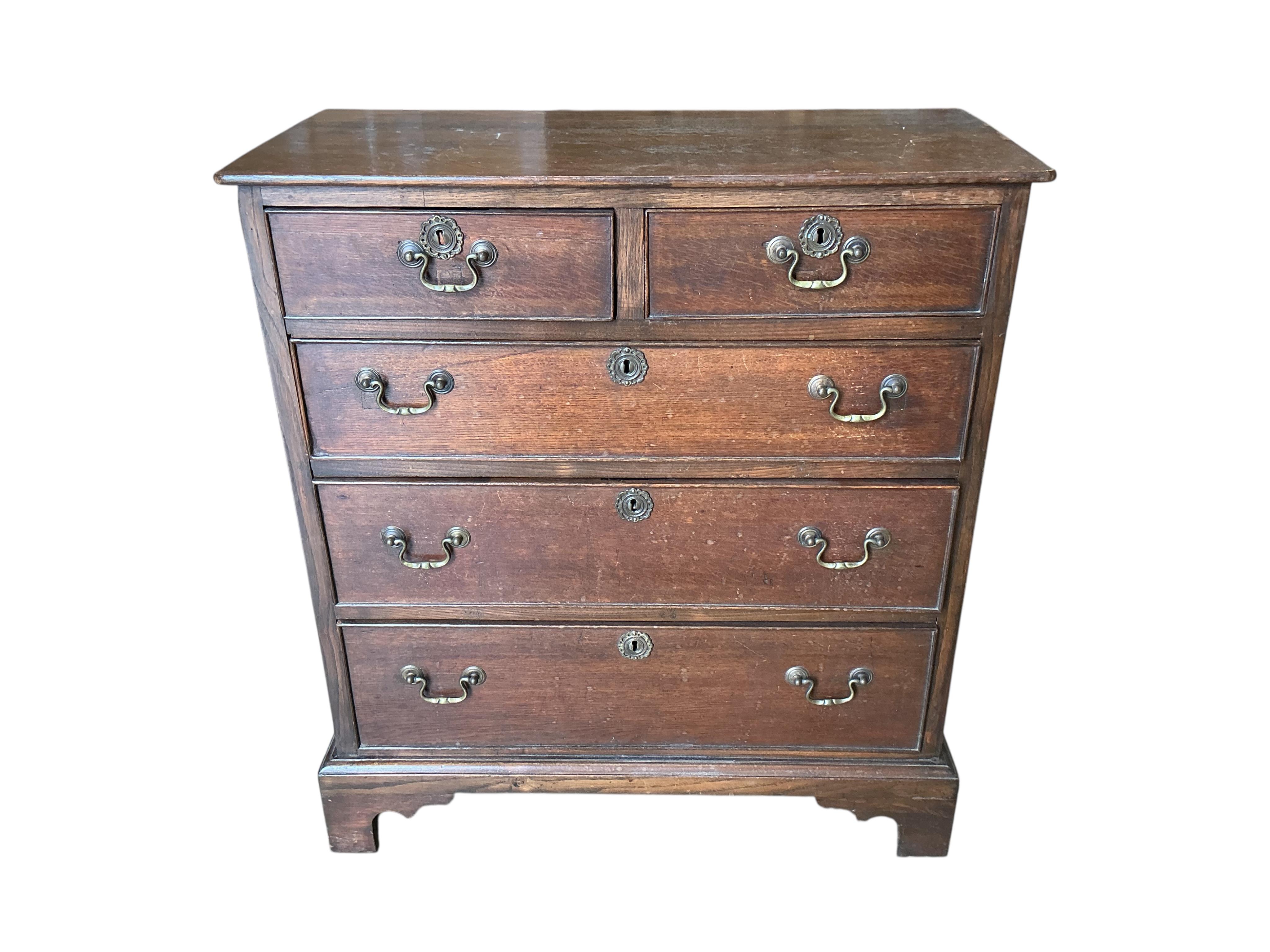 A small George III and later oak chest, width 71cm, depth 34cm, height 79cm
